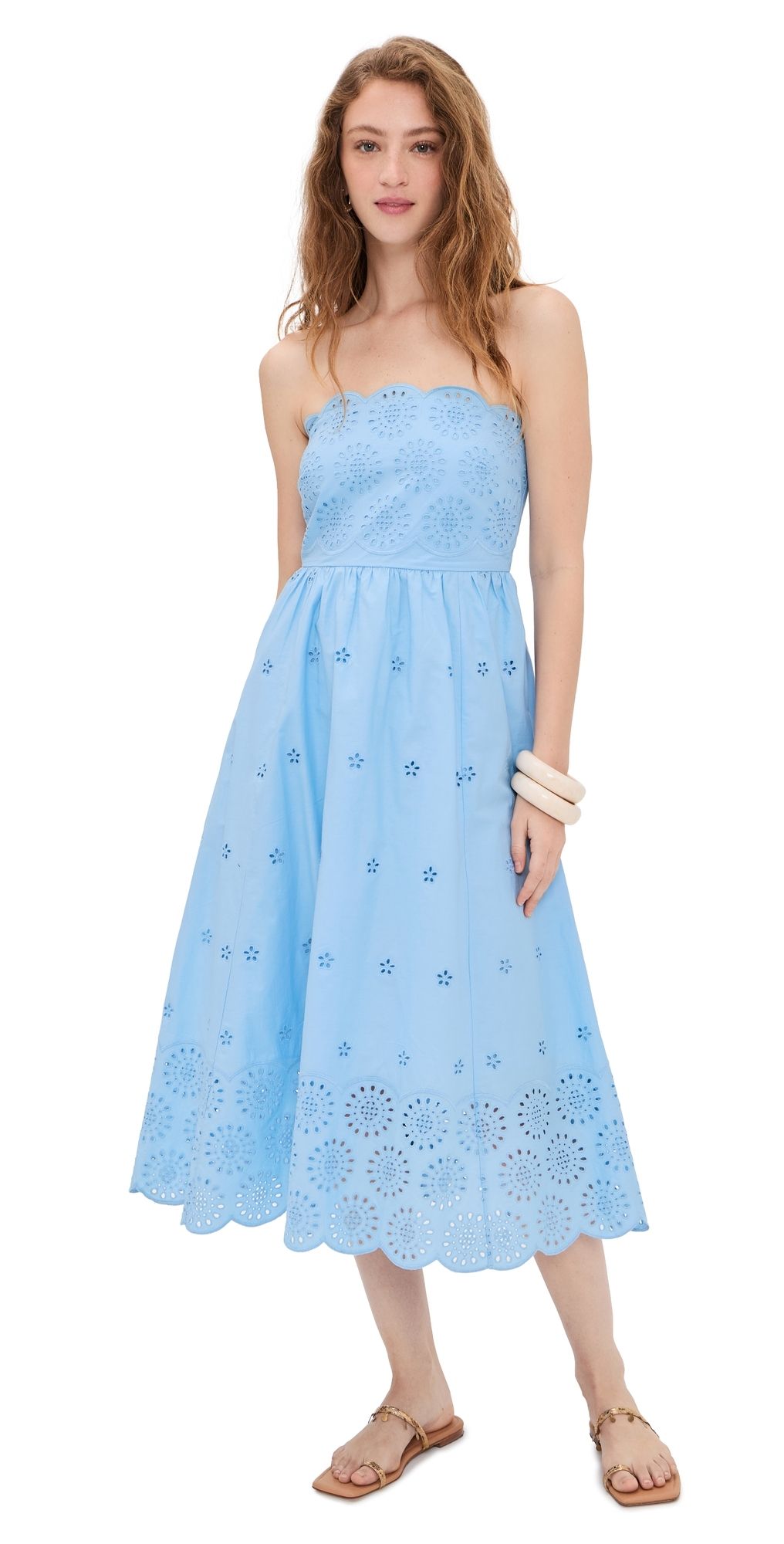 Playa Lucila Eyelet Midi Dress Baby Blue S