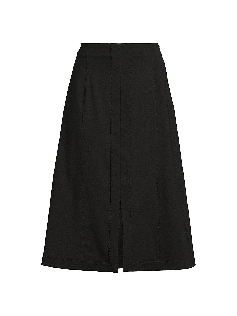 Women's A-Line Front-Slit Stretch Midi-Skirt - Black - Size XXL