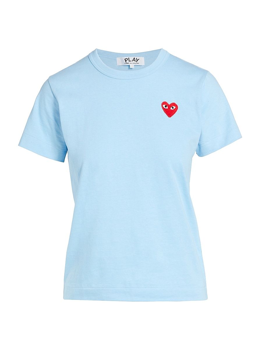 Women's Heart Cotton T-Shirt - Blue - Size XS