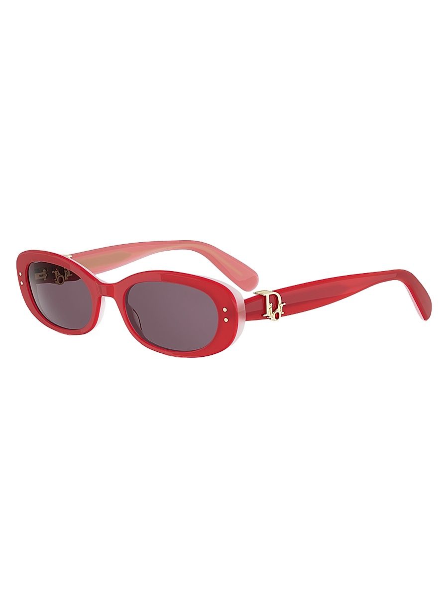 Women's Oblique B1l 52MM Oval Sunglasses - Shiny Red Bordeaux