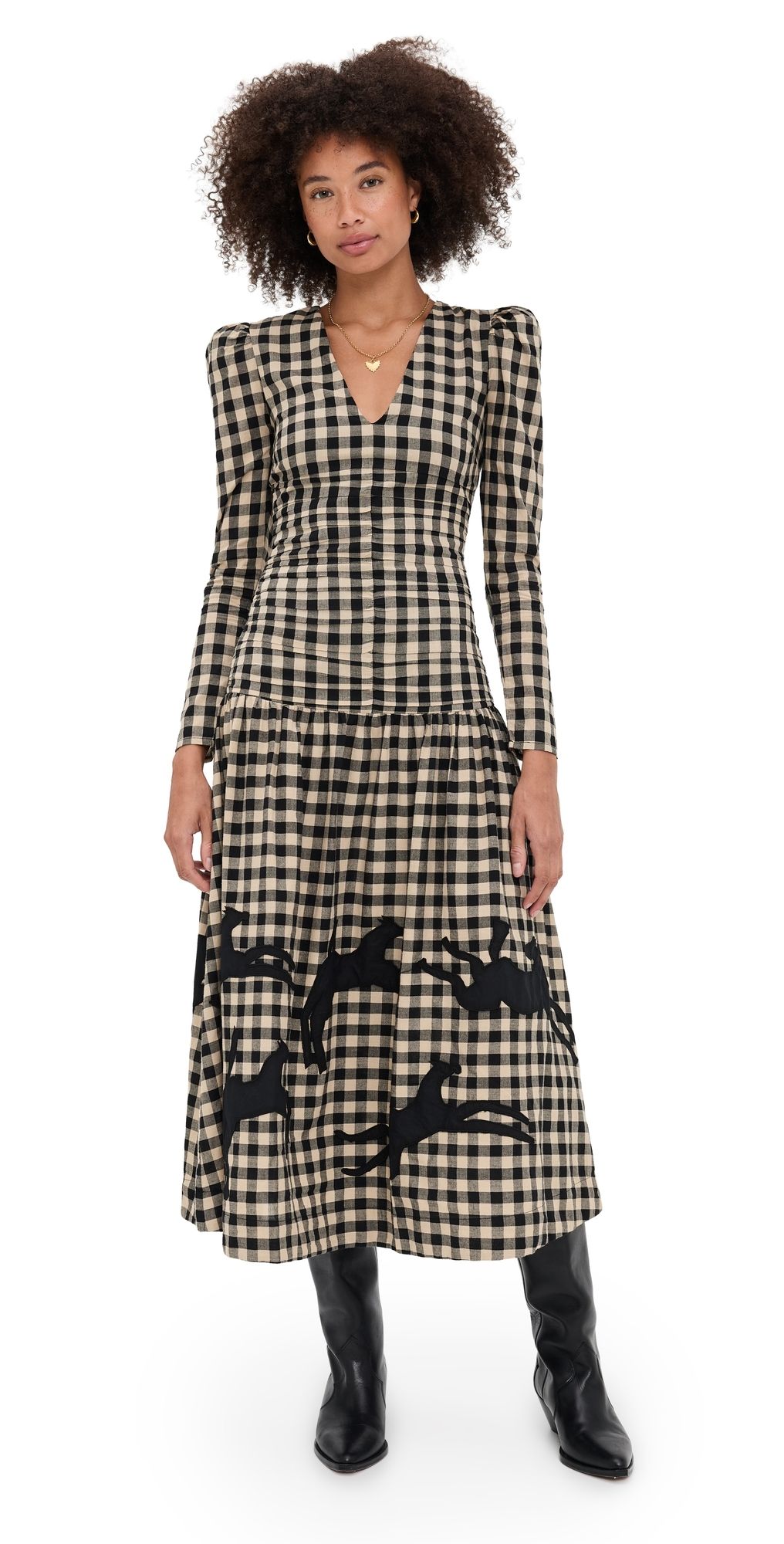 Carolina K Malika Dress Black Plaid M