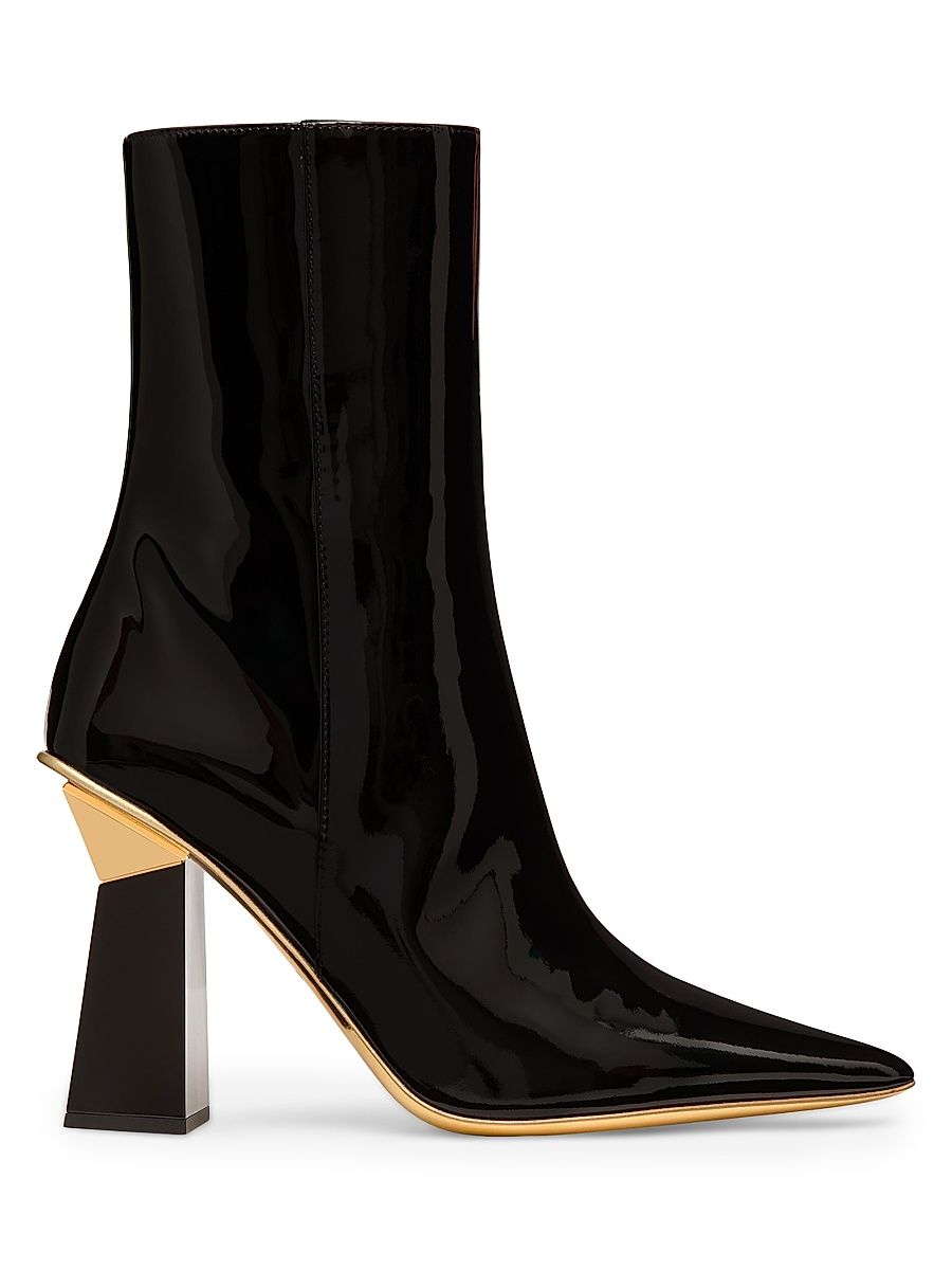 Women's Hyper One Stud 105MM Ankle Boots in Patent Leather - Black - Size 9