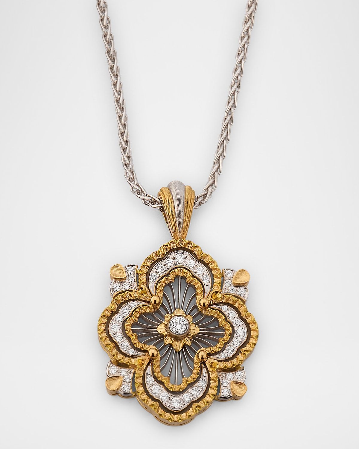 Two-Tone 18K Gold Opera Tulle Diamond Pendant Necklace