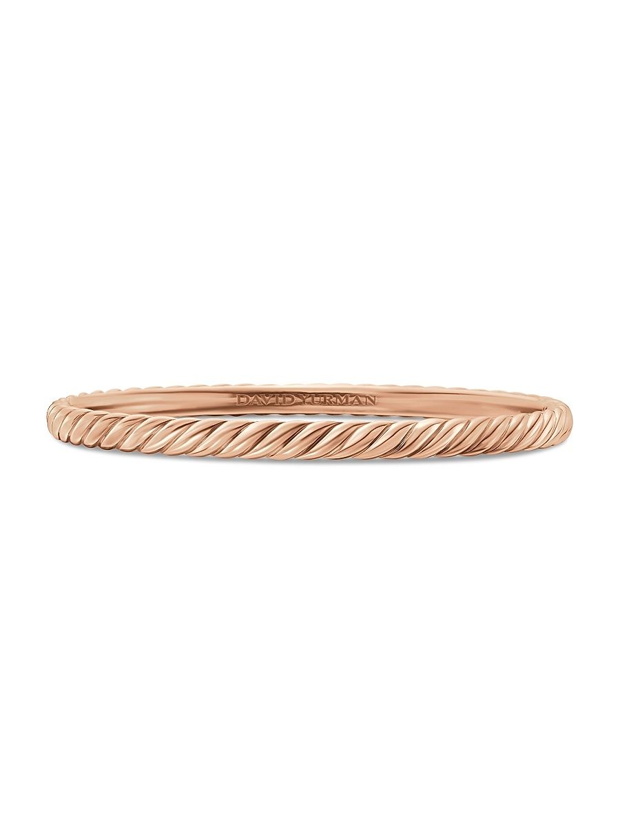 Women's Sculpted Cable Bangle Bracelet in 18K Rose Gold - Rose Gold - Size Medium