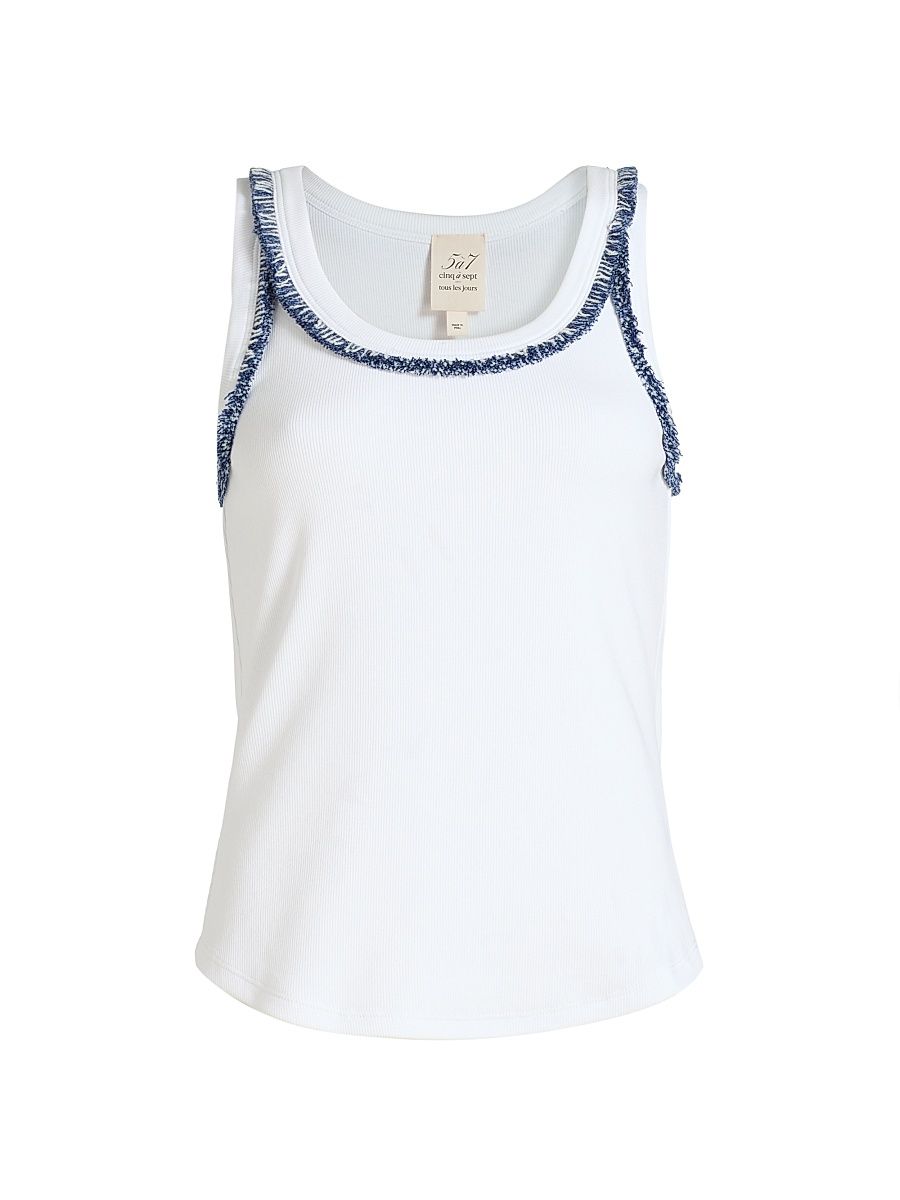 Women's Quenta Bicolor Fringe Tank - White Twilight - Size XL