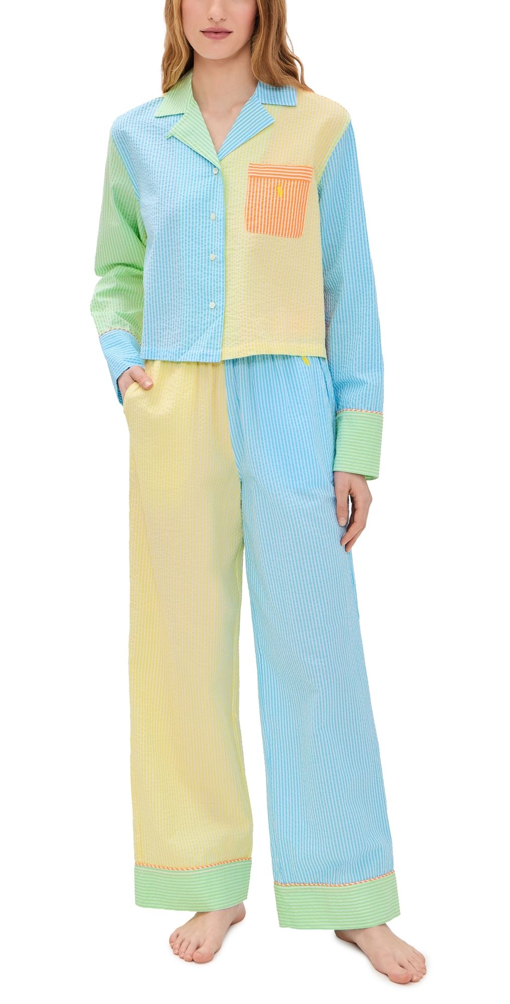 Polo Ralph Lauren Mixed Seersucker Pajama Set Multicolor L