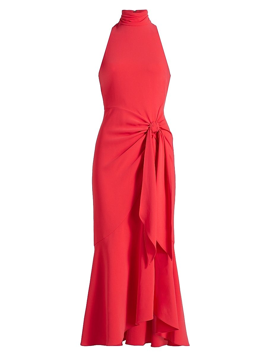 Women's Rori Crepe High-Neck Midi-Dress - Cherry Lemon - Size 14