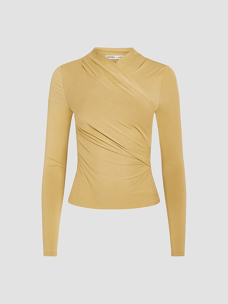 Derek Lam 10 Crosby Women's Isaiah Jersey Wrap Top - Mustard - Size Medium
