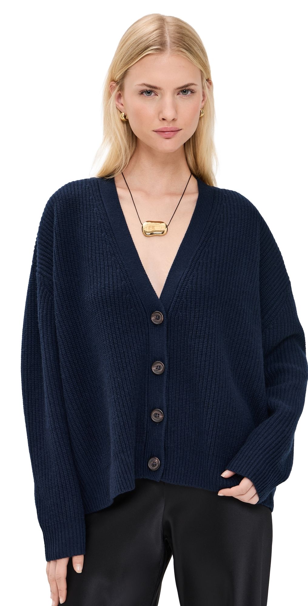 Jenni Kayne Cropped Cashmere Cocoon Cardigan Navy M