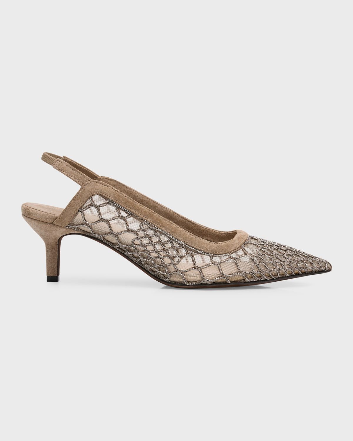 Crystal Mesh Net Slingback Pumps