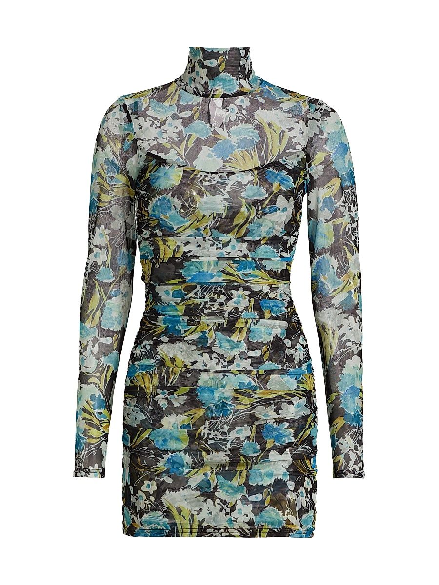 Women's Tossed Floral Harper Dress - Obsidian Multi - Size 8