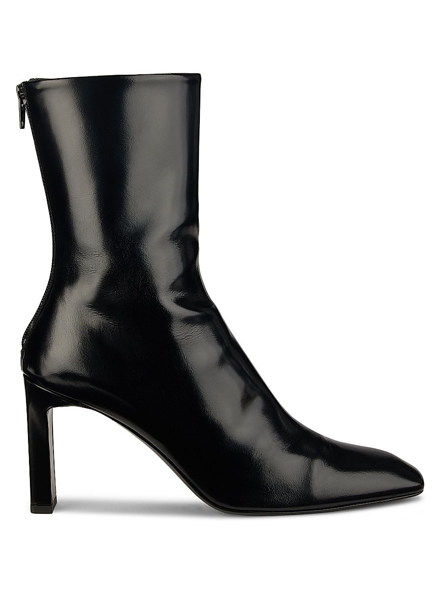 Women's Glossy 85MM Leather Boots - Black - Size 12