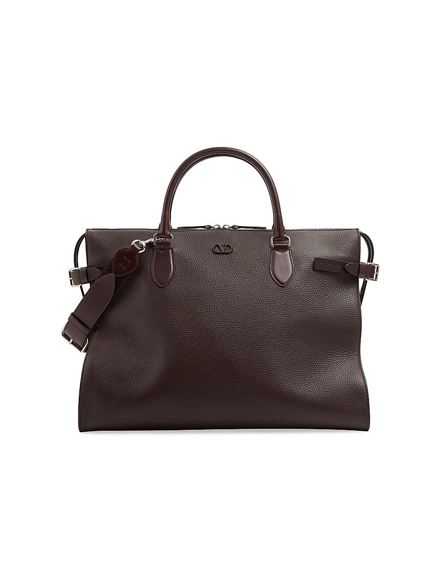 Men's Antibes Duffle Bag in Grained Leather - Dark Brown