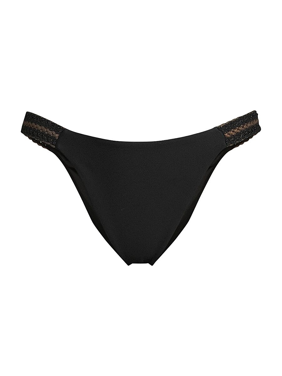 Women's Andrea Bikini Bottom - Black Gold Embroidery - Size Large