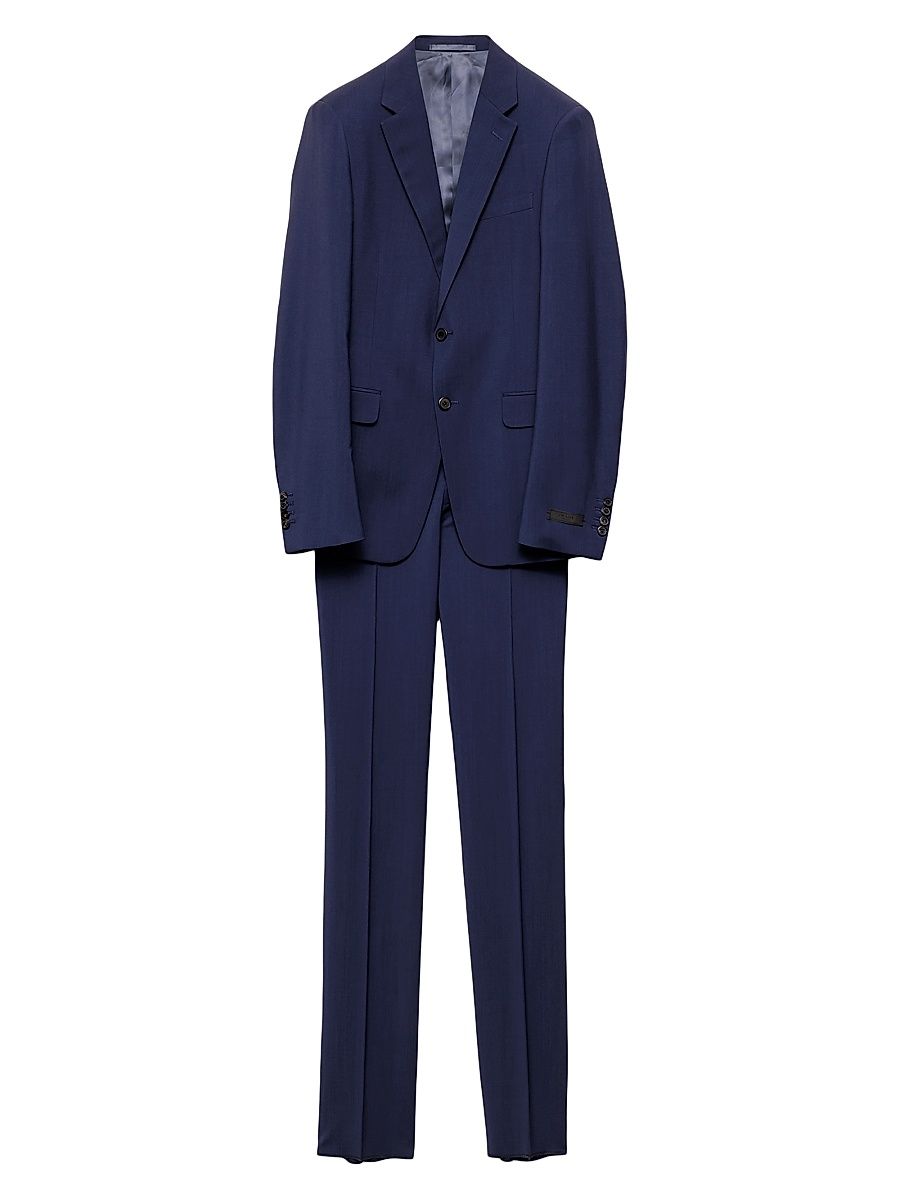 Men's Single Breasted Wool and Mohair Suit - Blue - Size 38