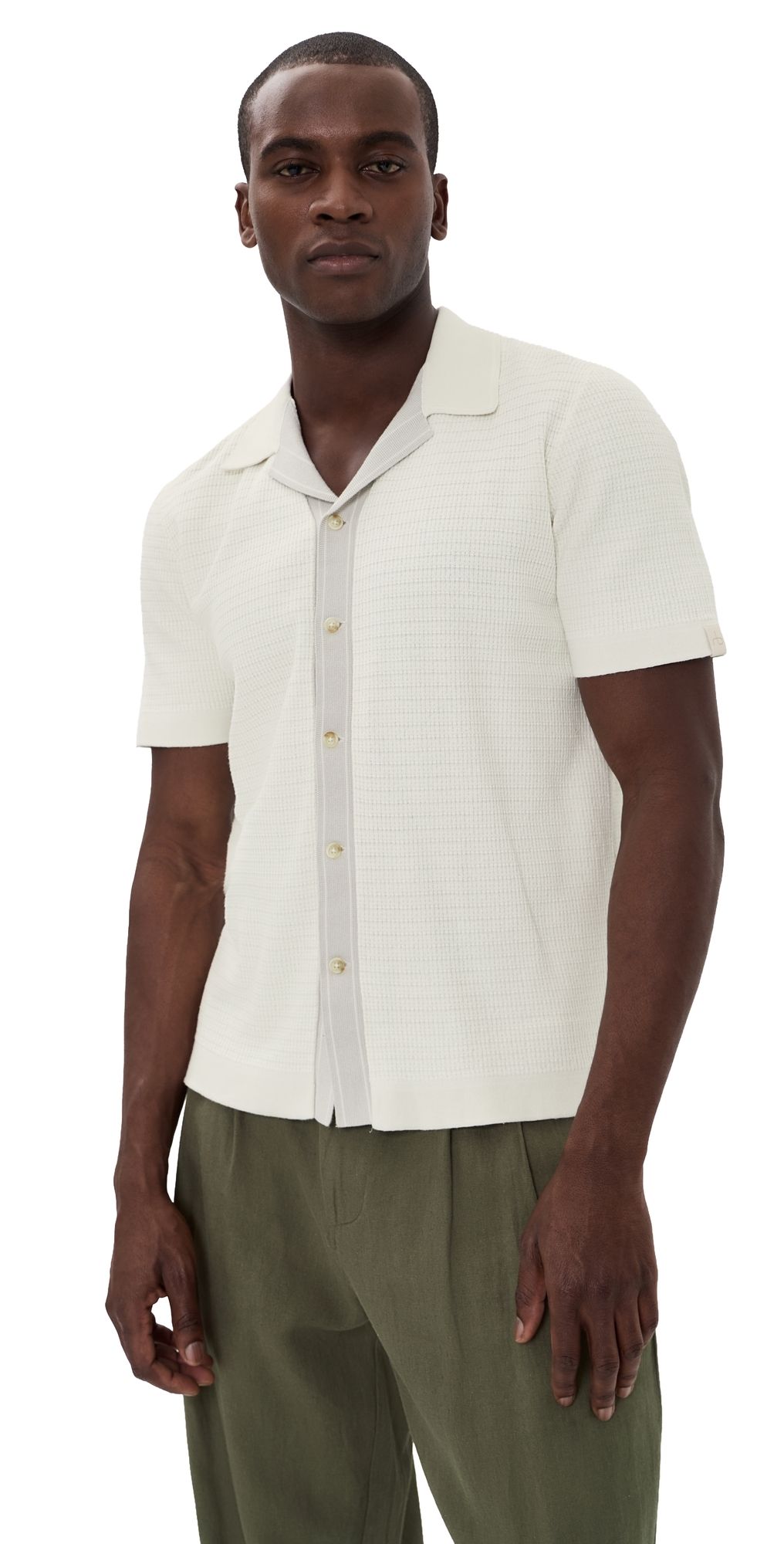 rag & bone Blocked Harvey Camp Shirt Chalk M