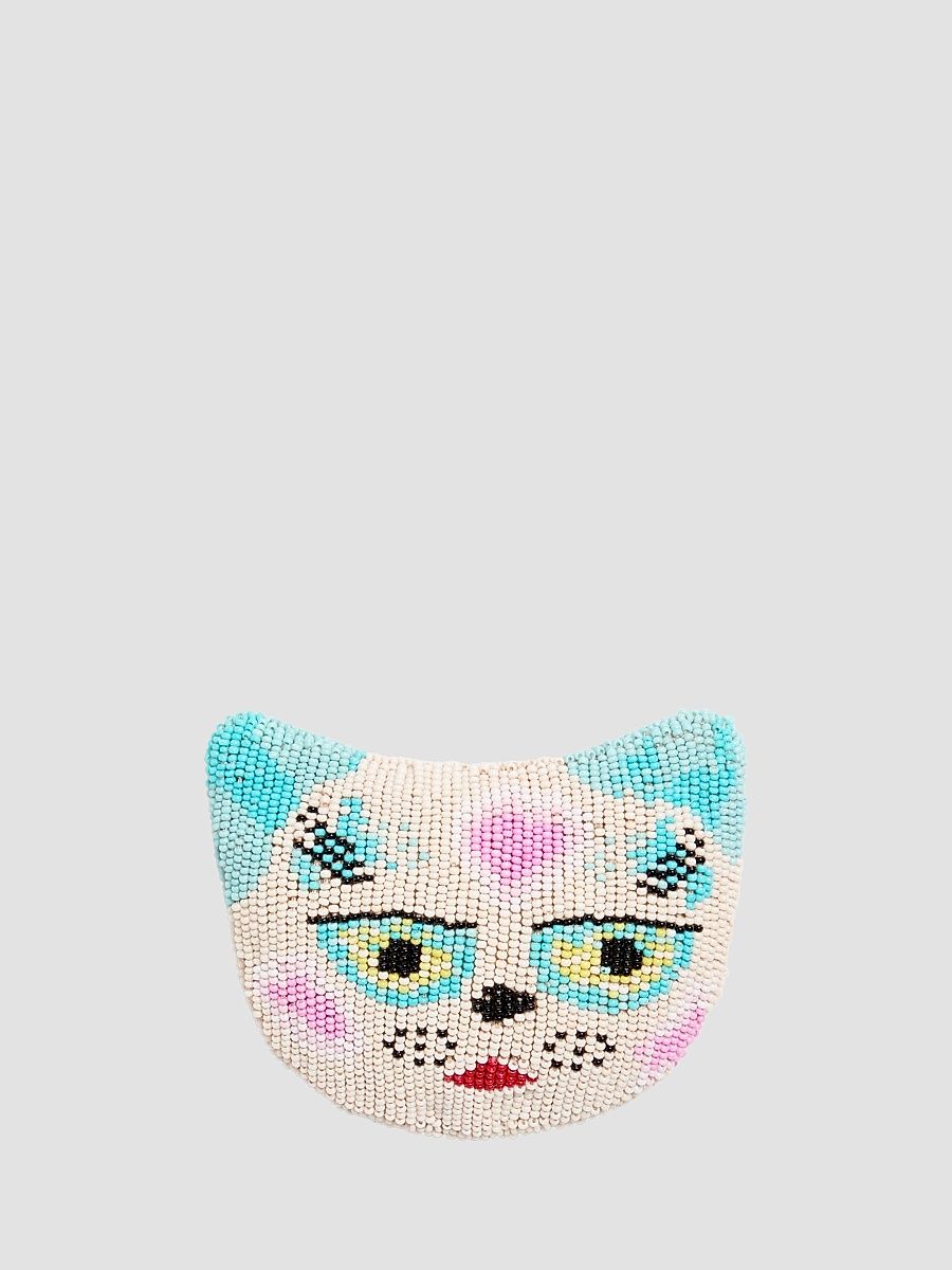 Women's Le Chat De La Maison Brooch in Jacquard Fabric with Resin Bead Embroidery