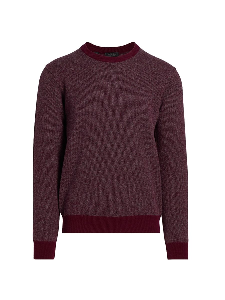 Men's COLLECTION Birdseye Cashmere Crewneck Sweater - Wine - Size XL