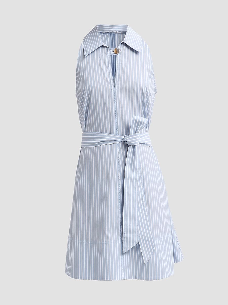 Women's Florenz Stripe Tie Waist Mini Dress - Pale Blue River White - Size 16