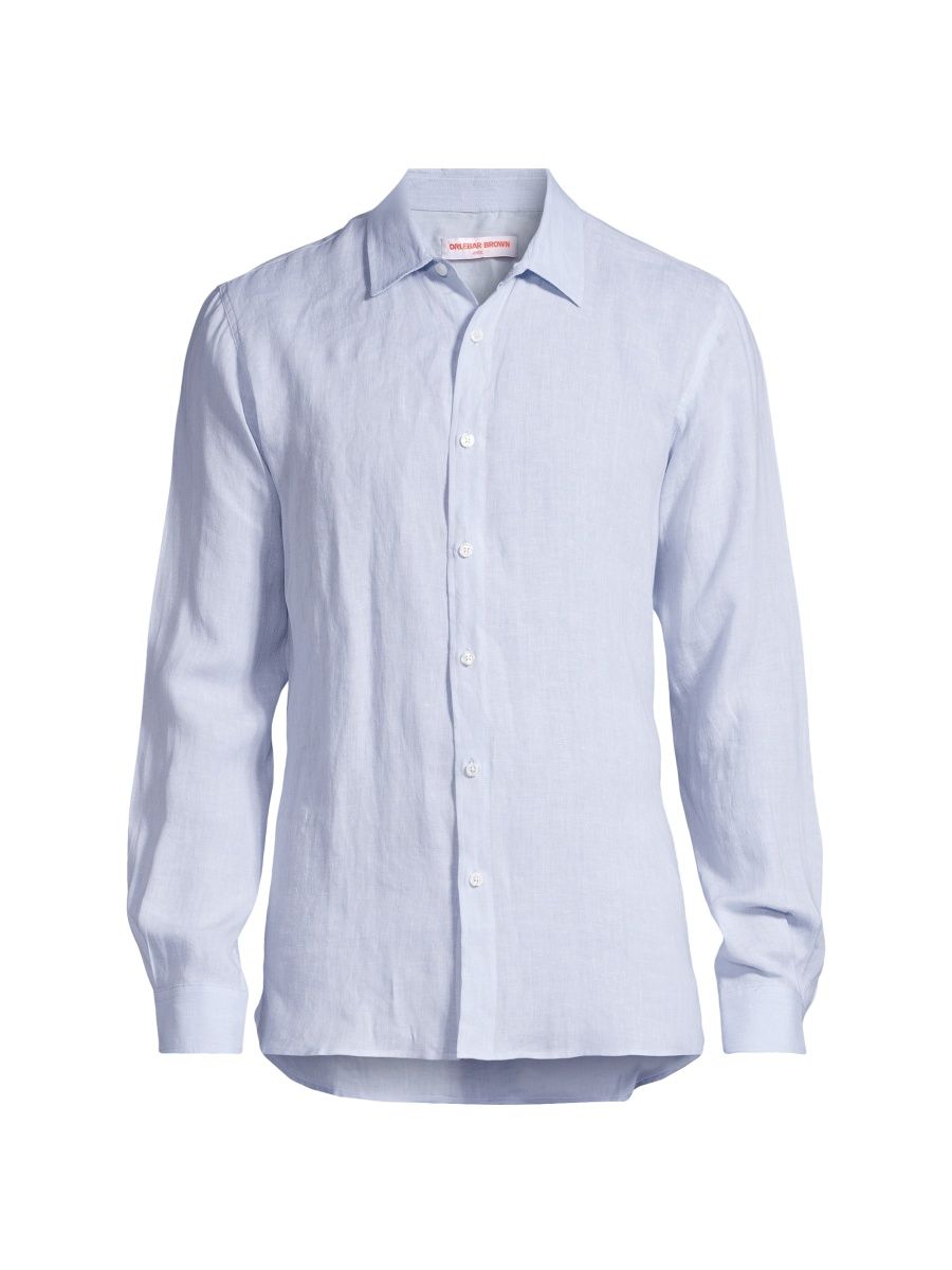 Orlebar Brown Men's Justin Linen Button-Front Shirt - Hush - Size XXL