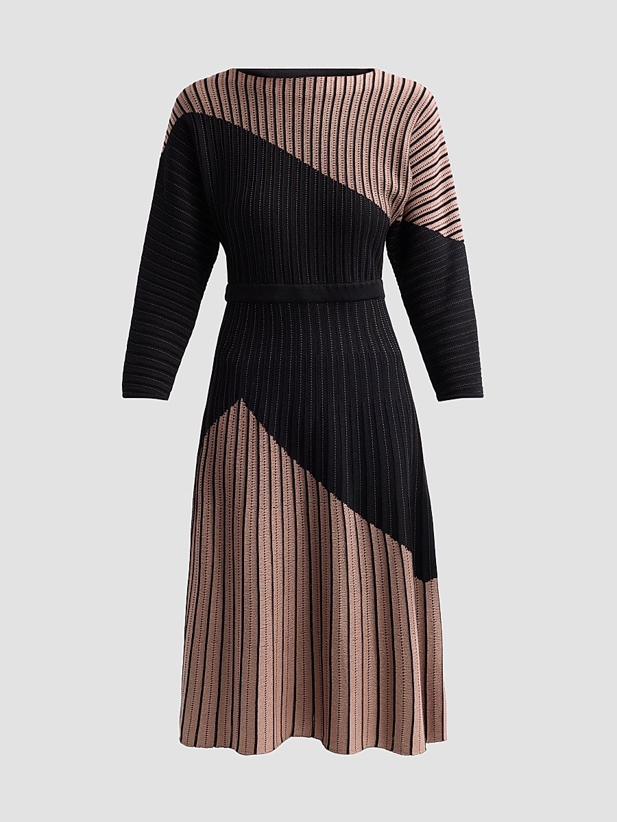 Women's Colorblocked Knit Midi Dress - Charmeuse Black - Size XXL