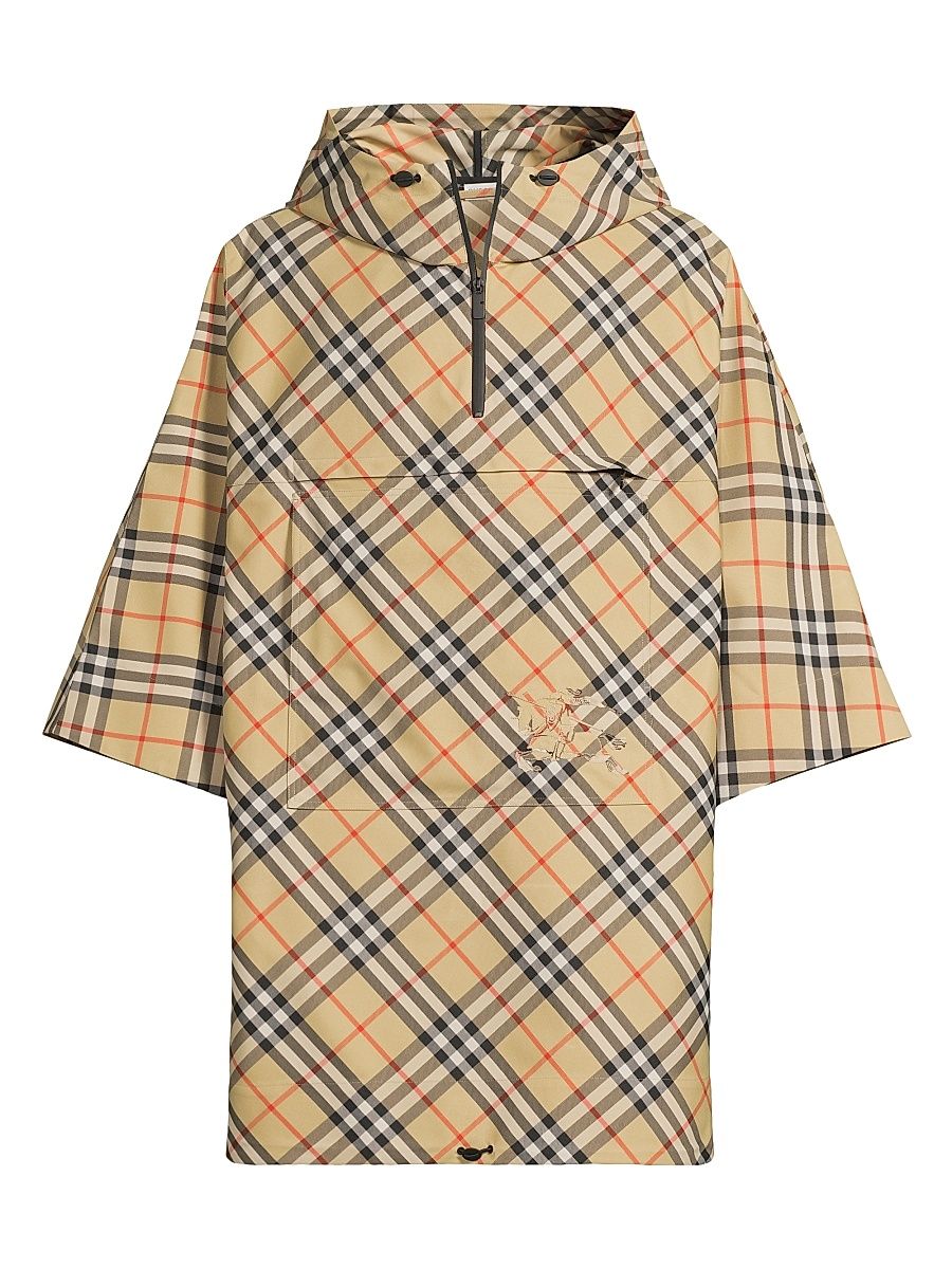 Men's EKD Check Hooded Cape - Sand Check - Size XS