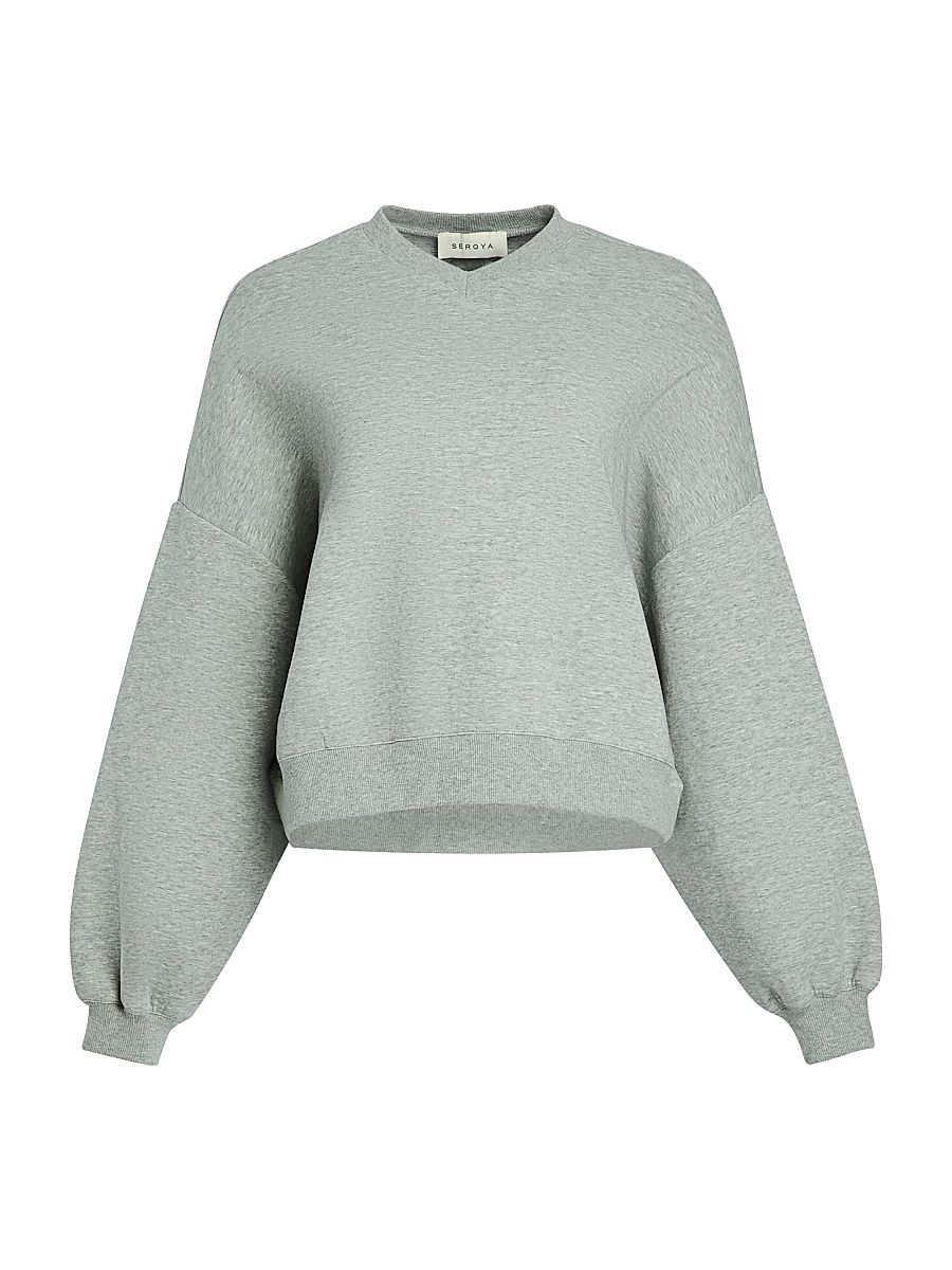 Women's Taley Drop Shoulder Cotton-Blend Sweatshirt - Heathered Grey - Size XS