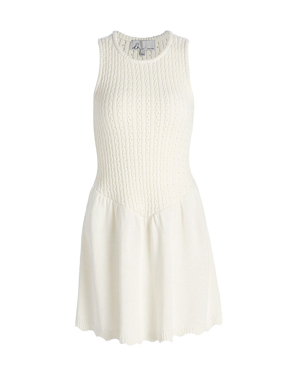Women's Kylie Cable-Knit Minidress - White - Size Large