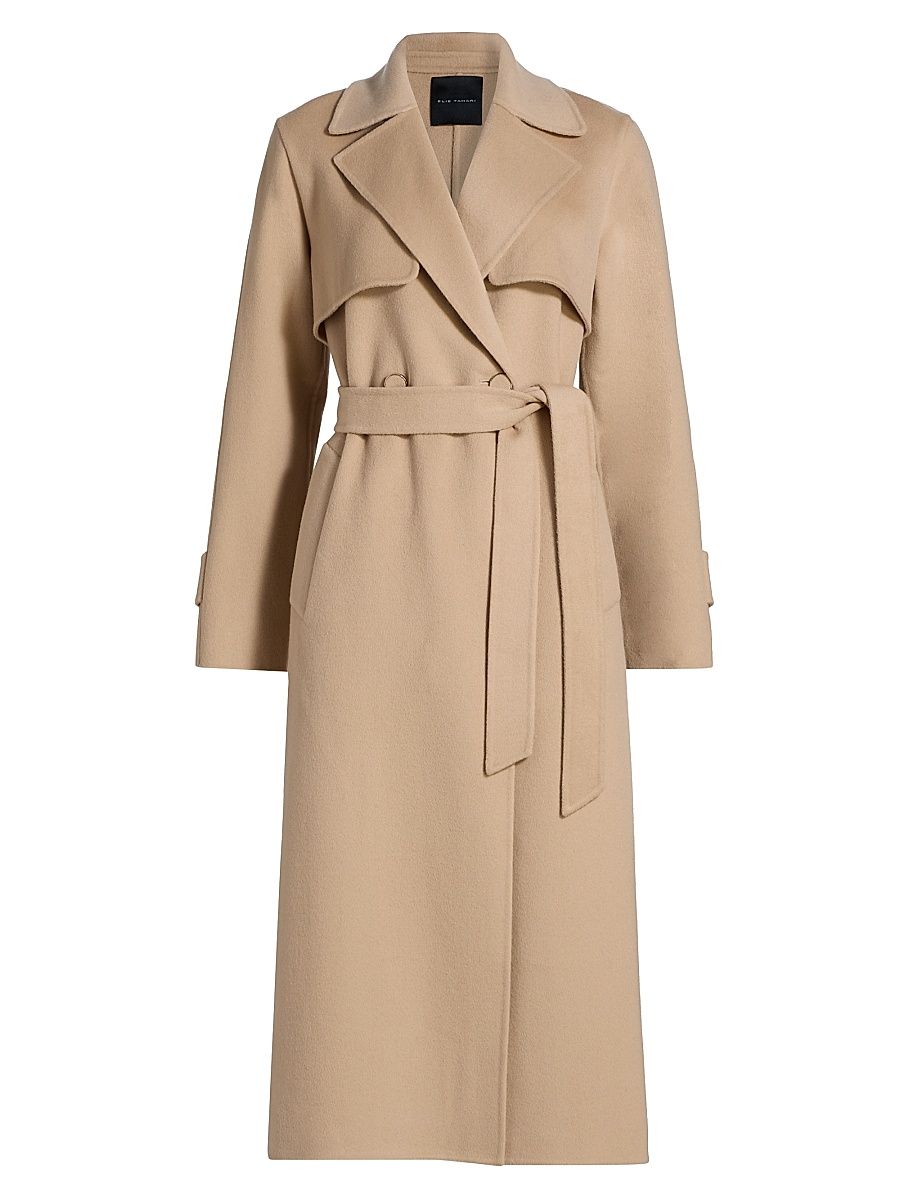 Women's Ren Wool Double-Breasted Trench Coat - Spun Cashmere - Size XL