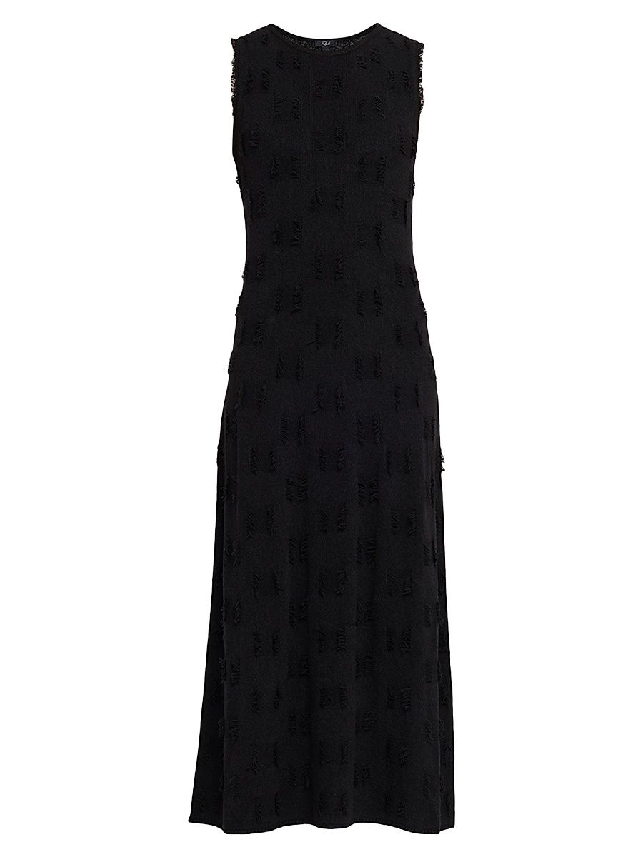 Women's Trivento Fringed Silk-Blend Maxi Dress - Black - Size Large