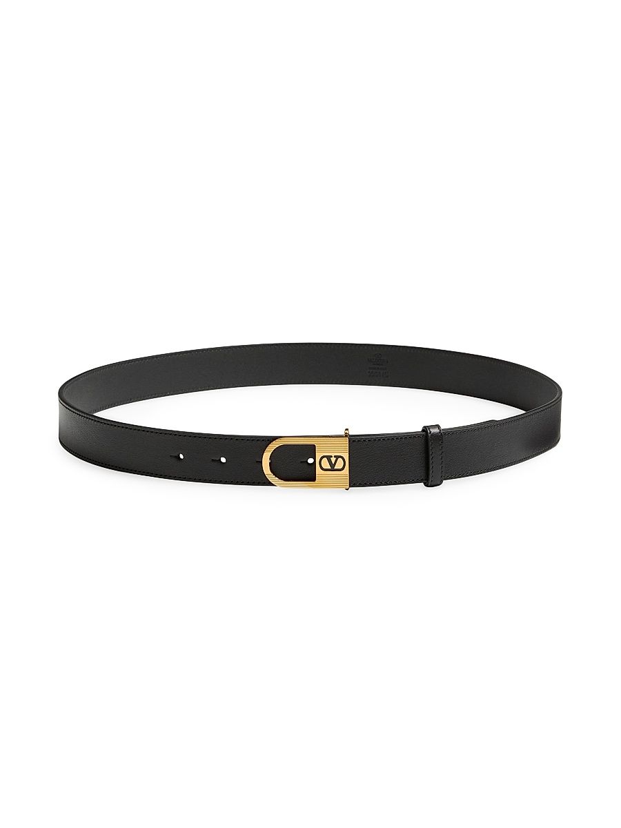 Men's VLogo Signature 30MM Belt in Shiny Calfskin - Black - Size 34