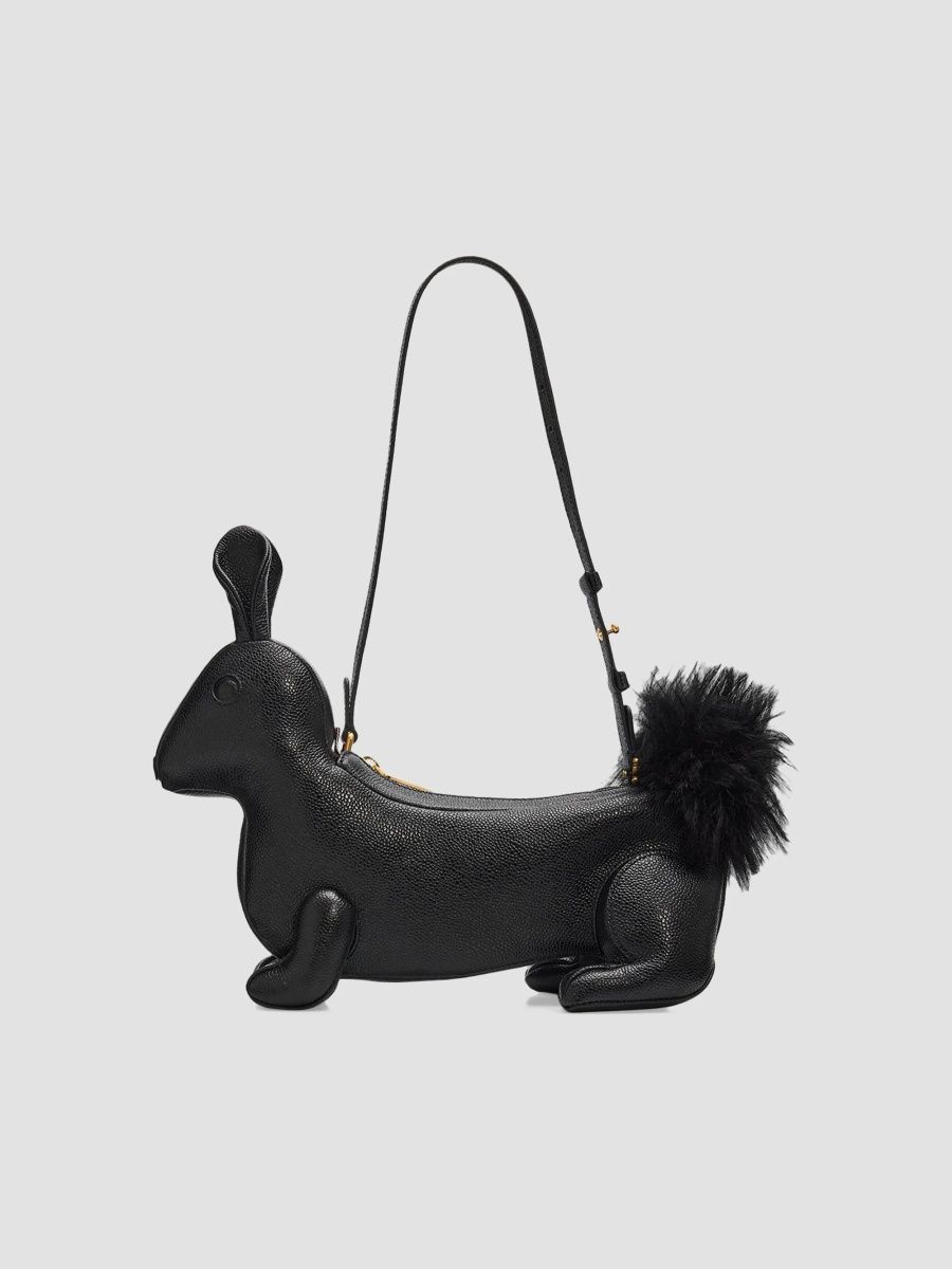 Thom Browne Women's Baby Rabbit Pebble-Grain Leather Bag - Black