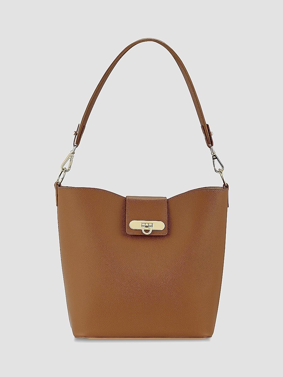 GiGi New York Women's Isabel Textured Leather Bucket Bag - Tan