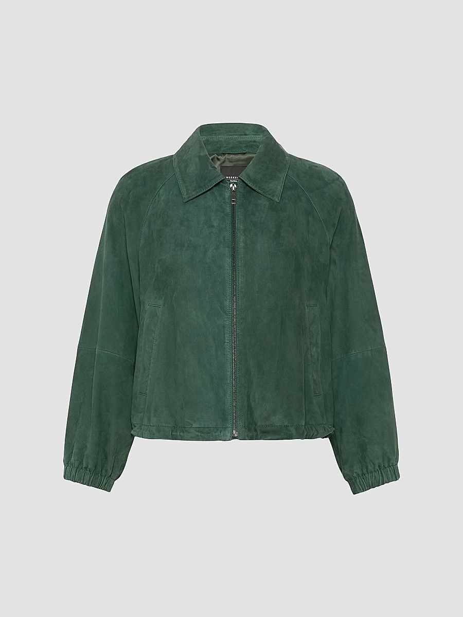 Women's Suede Jacket - Dark Green - Size 6