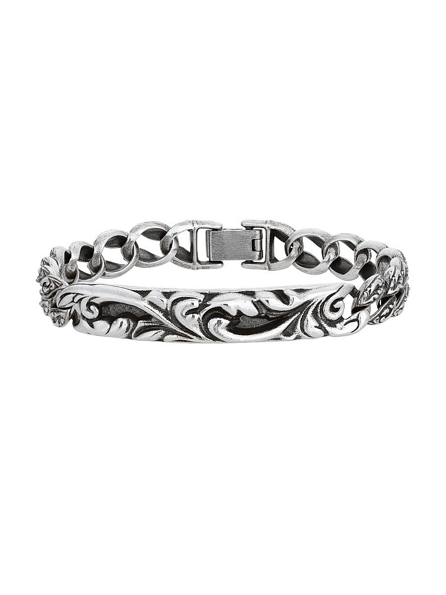 Men's Gothic Sterling Silver Chain Bracelet - Grey