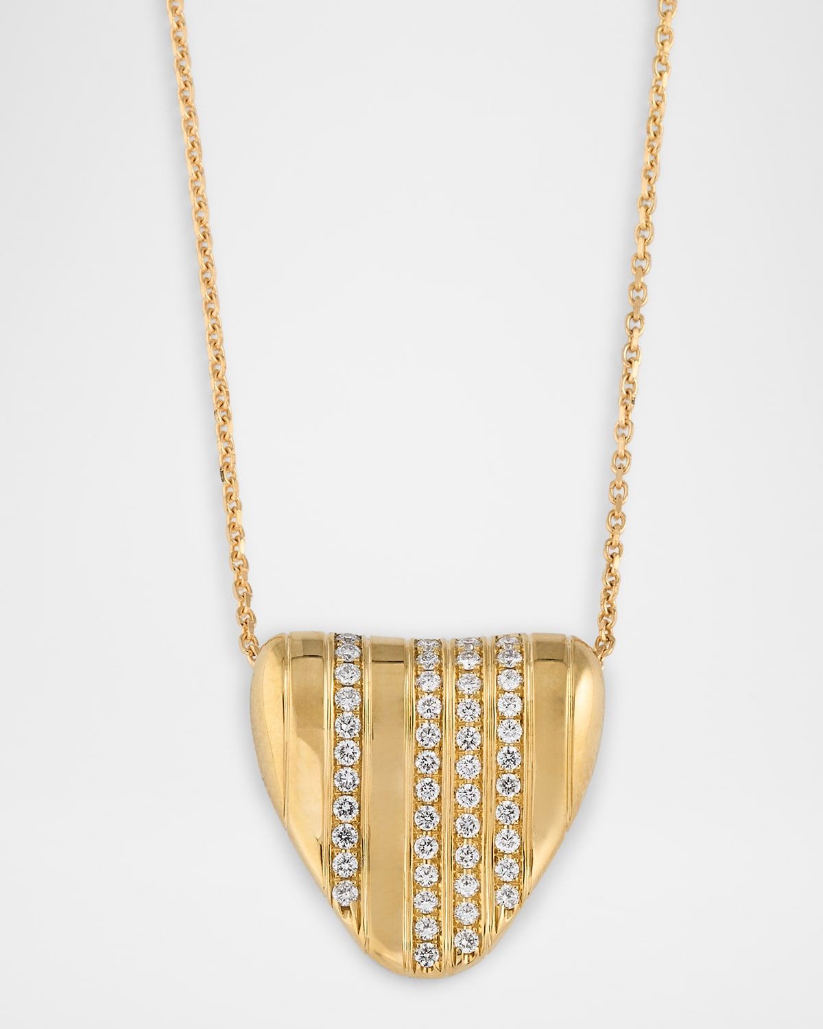 18K Yellow Gold Triangular Pendant Necklace with Diamonds