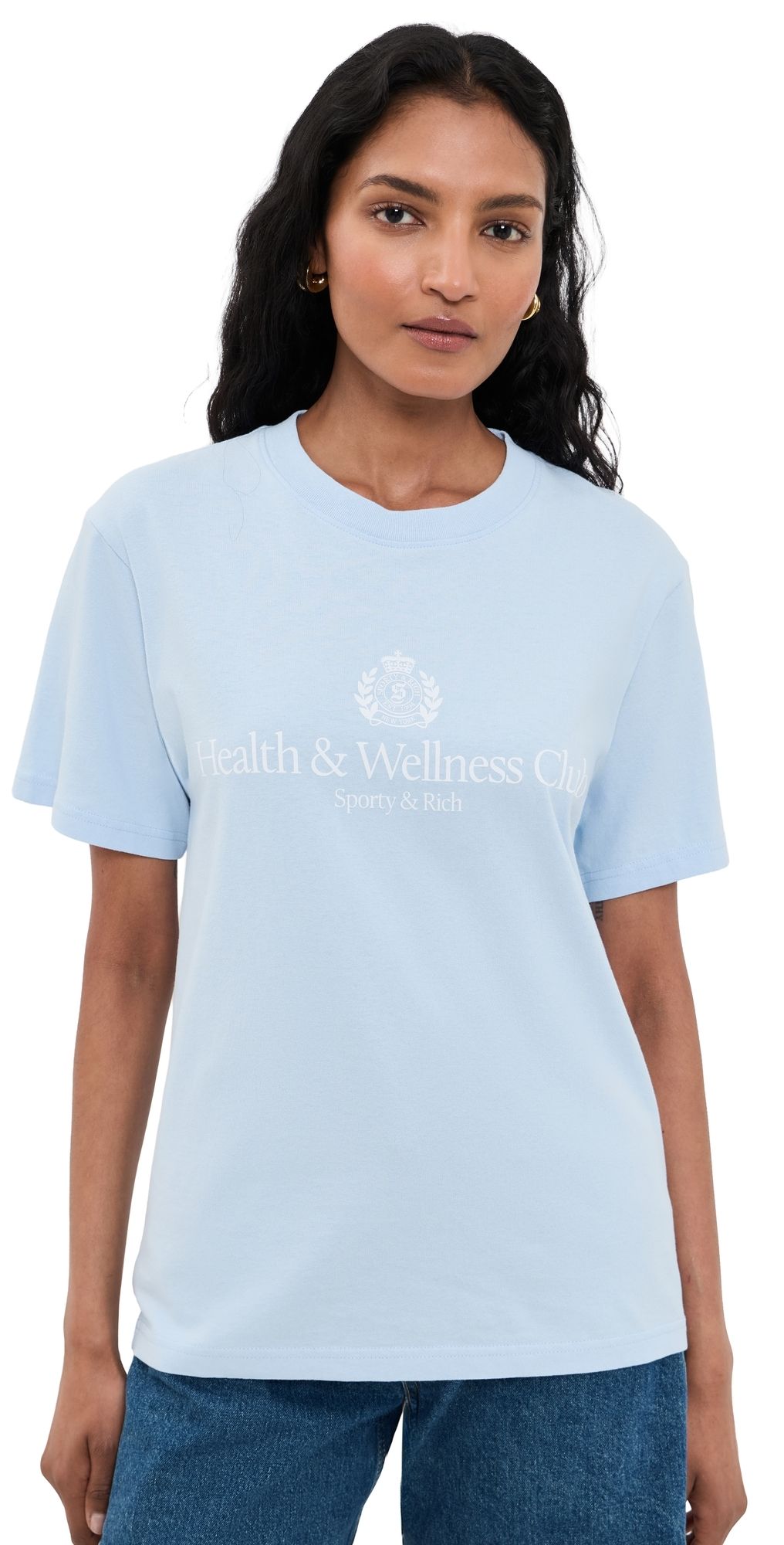 Sporty & Rich Health and Wellness Club Crest Tee Ciel White XL