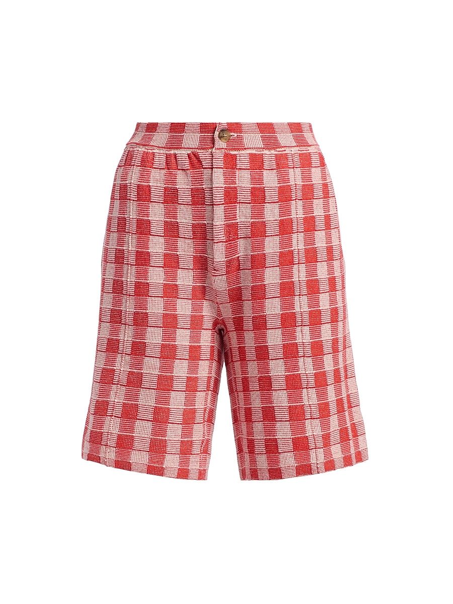 Women's Gingham Bermuda Shorts - Cherry Combo - Size Large