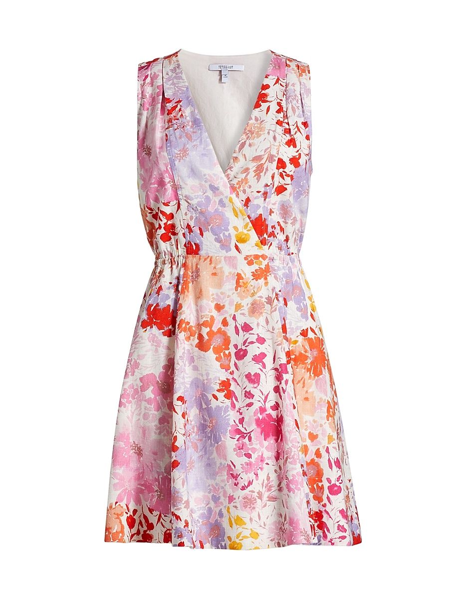 Women's Tia Floral Linen-Blend Minidress - Rose Multi - Size 12