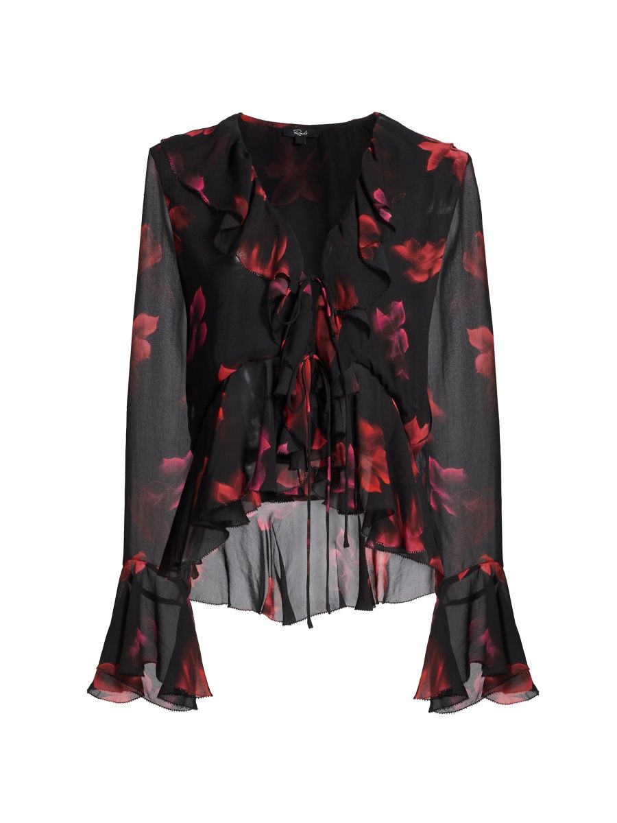 Rails Women's Nicoletta Floral Chiffon Top - Dark Azalea - Size XS