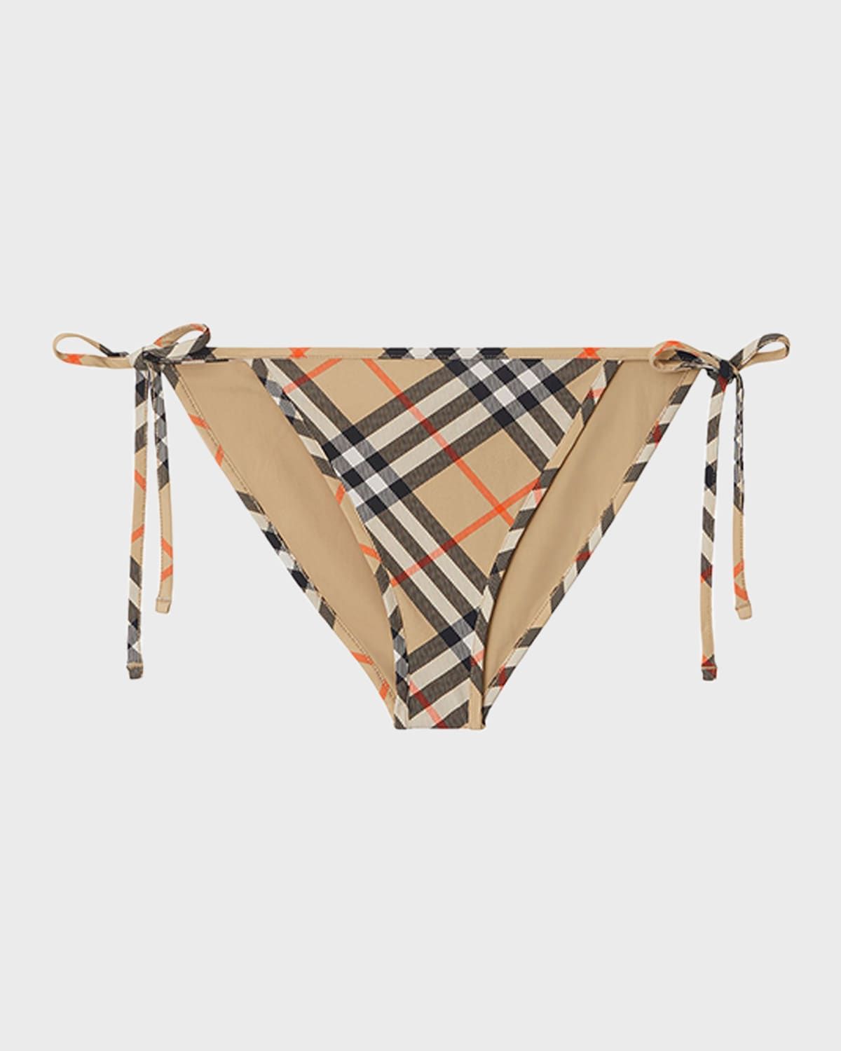 Signature Check Tie Bikini Bottoms