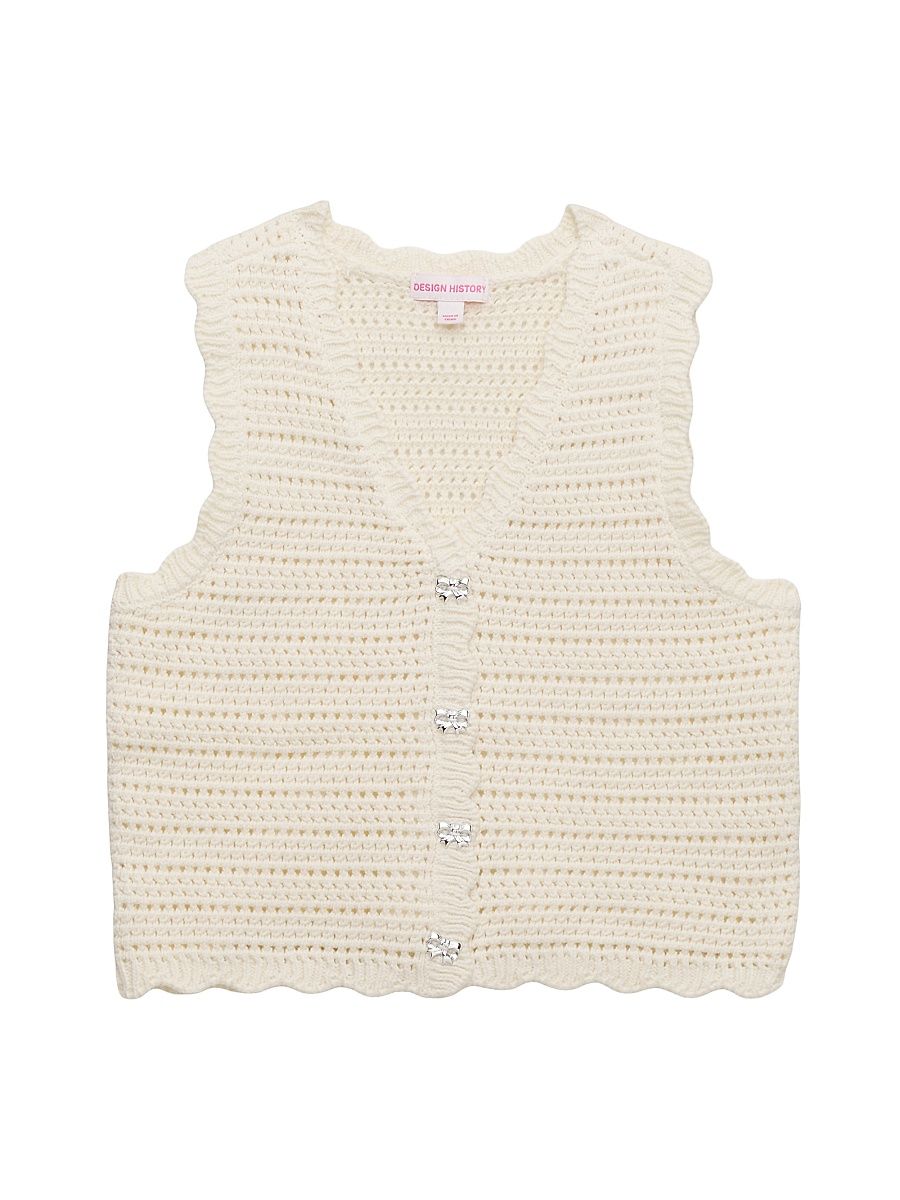 Girl's Crochet Tank Vest & Shorts Set - Vanilla - Size 14