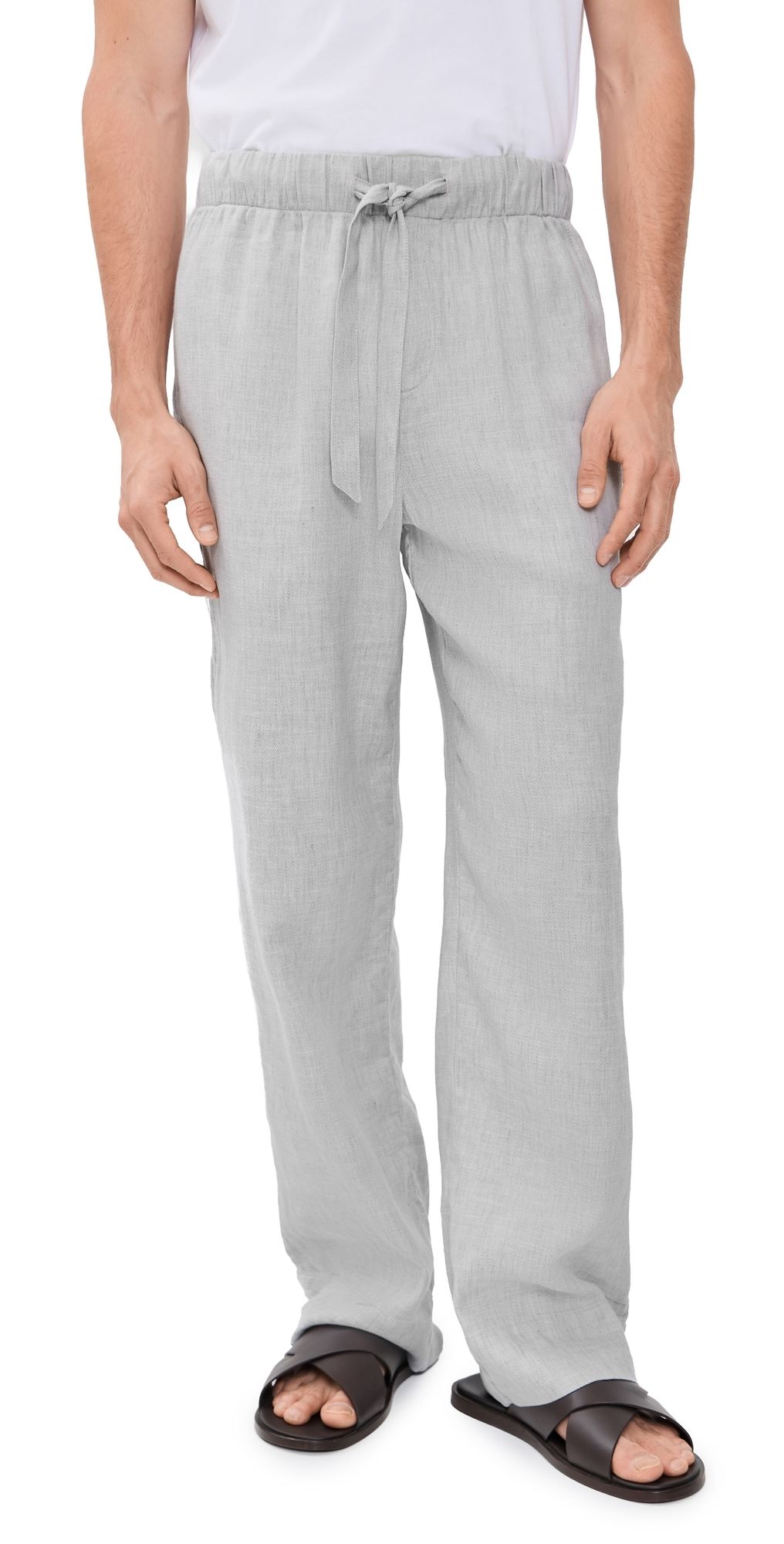Frescobol Carioca Luan Linen Blend Relaxed Lounge Pants Light Melange Grey XL