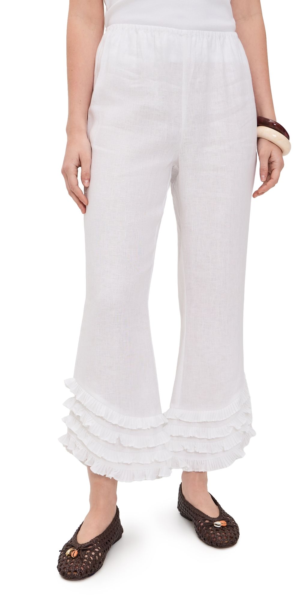 POSSE Florence Linen Pants Ivory XXS