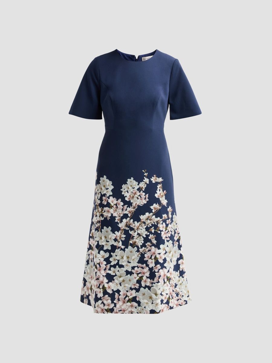 SACHIN BABI Women's Fairfield Printed Midi Dress - Sakura Nocturne - Size 4
