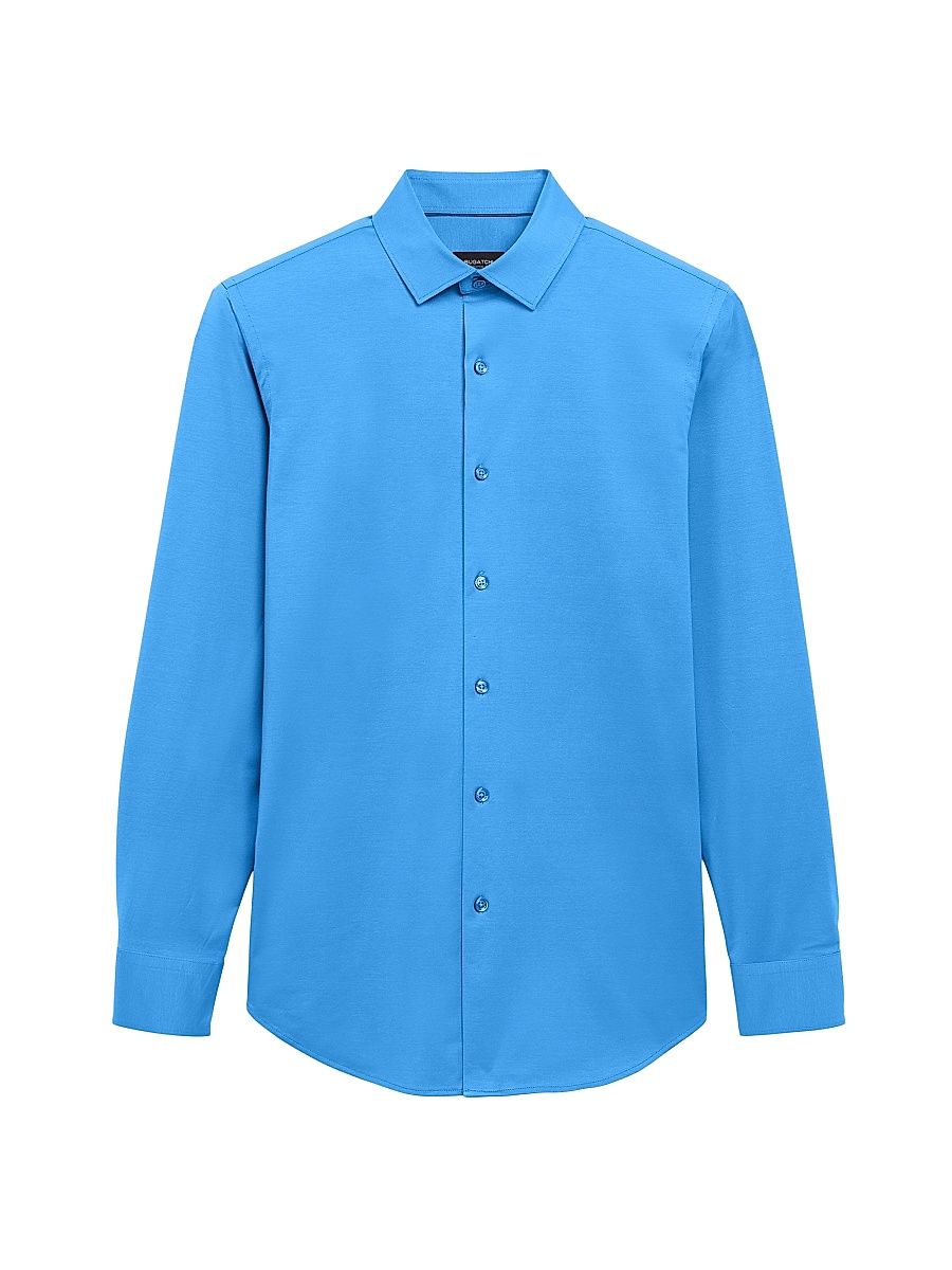 Men's OoohCotton Marbled Long-Sleeve Comfort Stretch Shirt - Air Blue - Size XXL