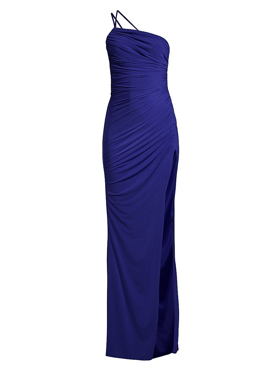 Women's Winnipeg One-Shoulder Ruched Gown - Royal Sapphire - Size XL