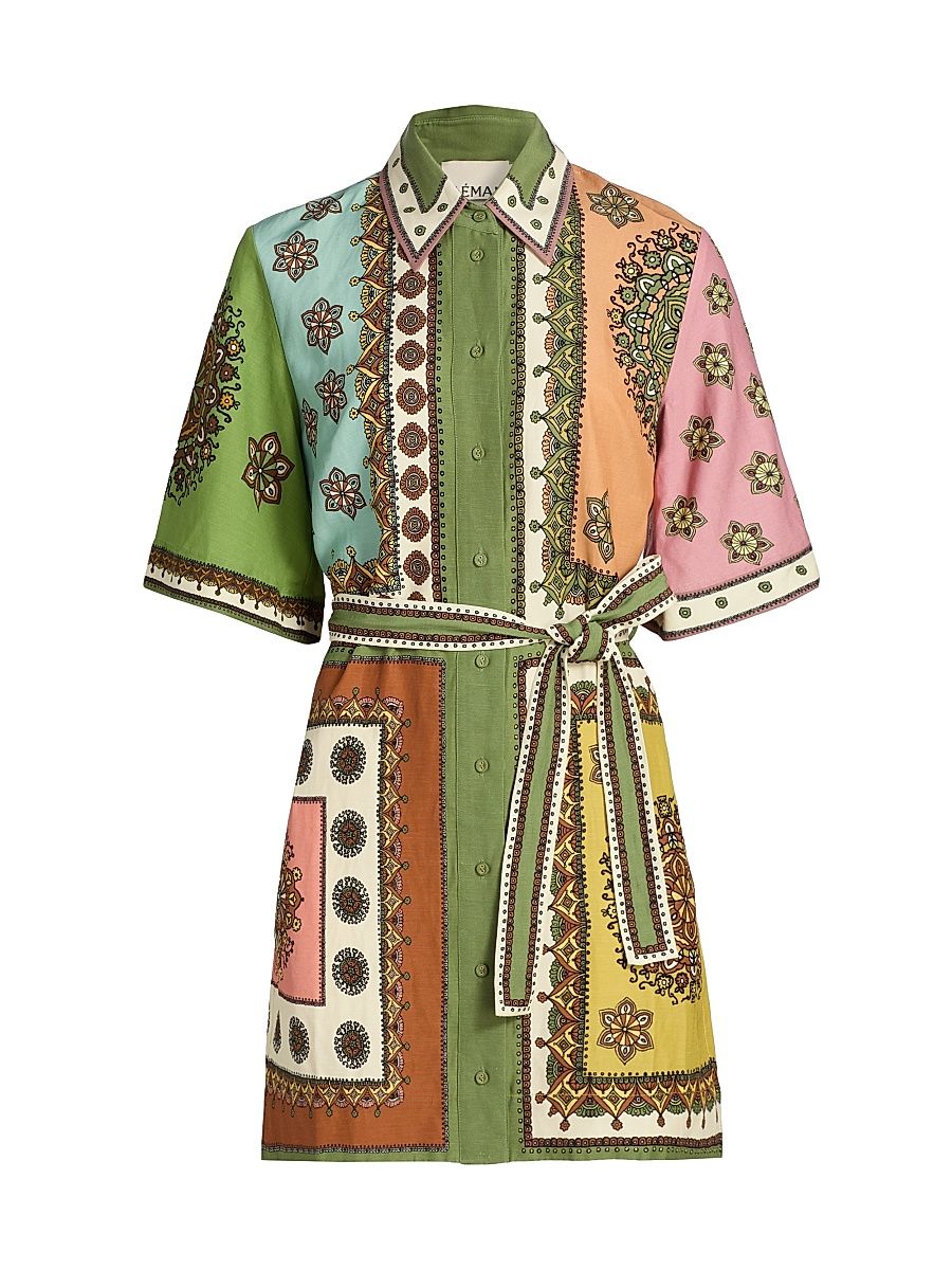 Women's Contina Printed Tie-Waist Minidress - Size 12