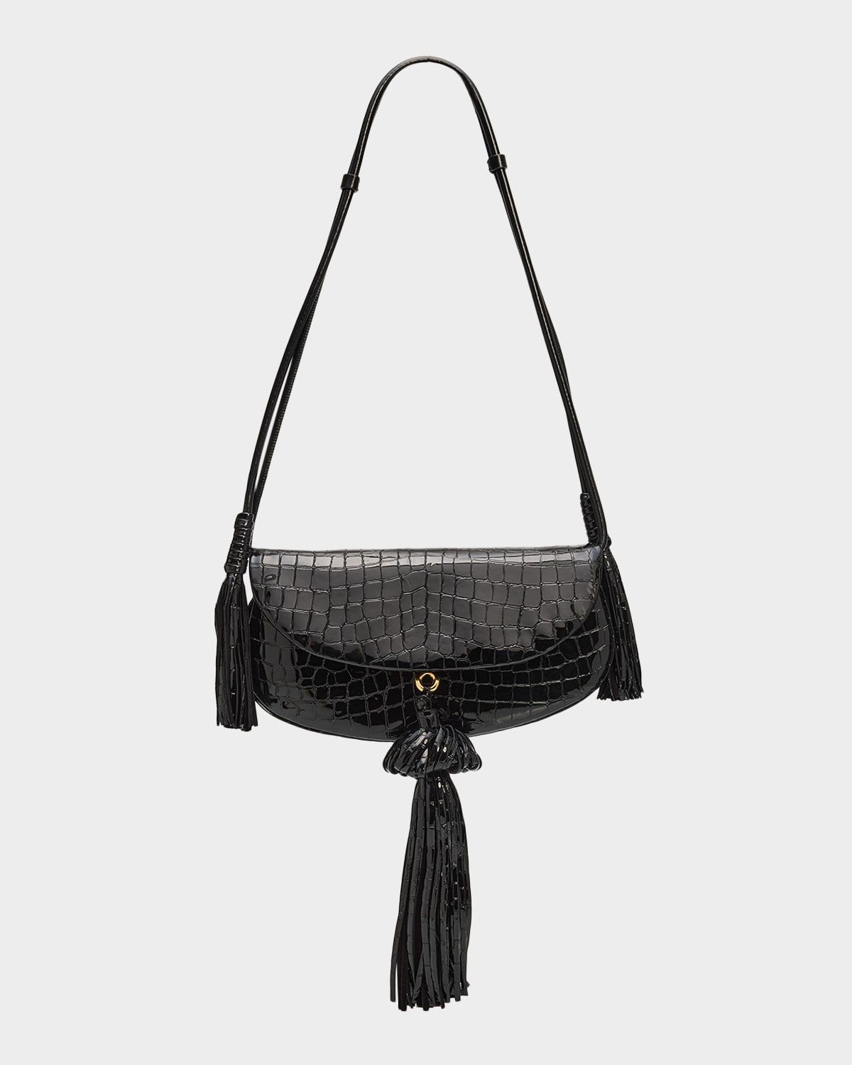Paloma Tassel Croc-Embossed Leather Convertible Shoulder Bag