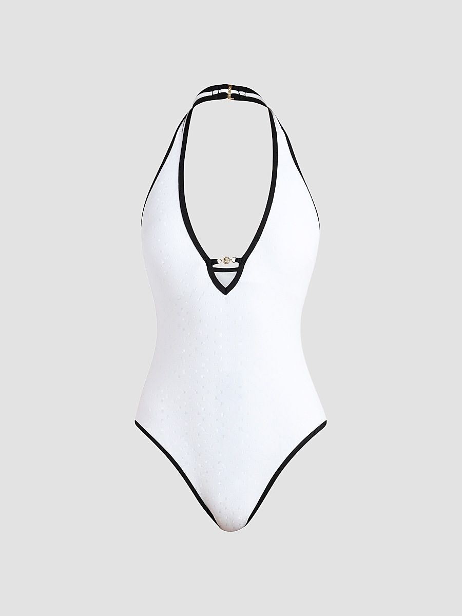Women's Fine Line Breana One-Piece Swimsuit - White - Size Large